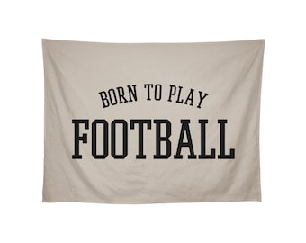 Bandera deportiva, Nacido para jugar al fútbol, ​​Deportes, Decoración para habitación infantil, Motivacional, Niños deportistas, Decoración vintage, Para colgar en la pared, Varios colores