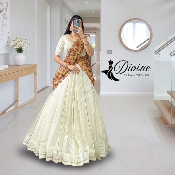white gold indian wedding dresses Ivory Net Nikka Dress, Pakistani Wedding Outfit, Embroidered Bridal Gown