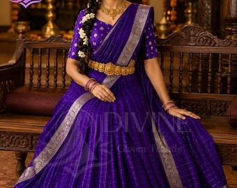 Ready to Wear  Half Saree Lehenga Set | South Indian Langa Voni | Pavadai Davani Dress | Traditional Wedding Outfit for Women & Teens