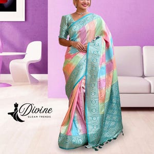 Handloom Banarasi Katan Silk Saree: Multi Color Bridal Patola