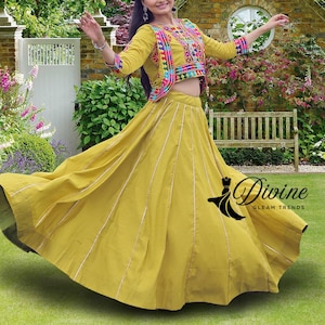 New pure cotton Navratri Chaniya Choli for Women with Real Mirror Work , Full Stitch Lehenga Choli for Navratri, Women Garba Dresses
