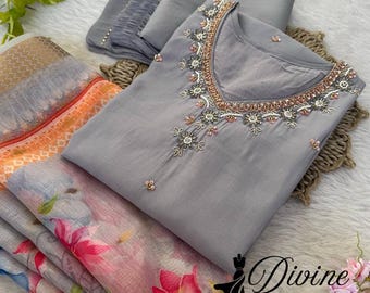 Pakistani  Roman Silk  shalwar kameez Set :party wear indian dresses for women