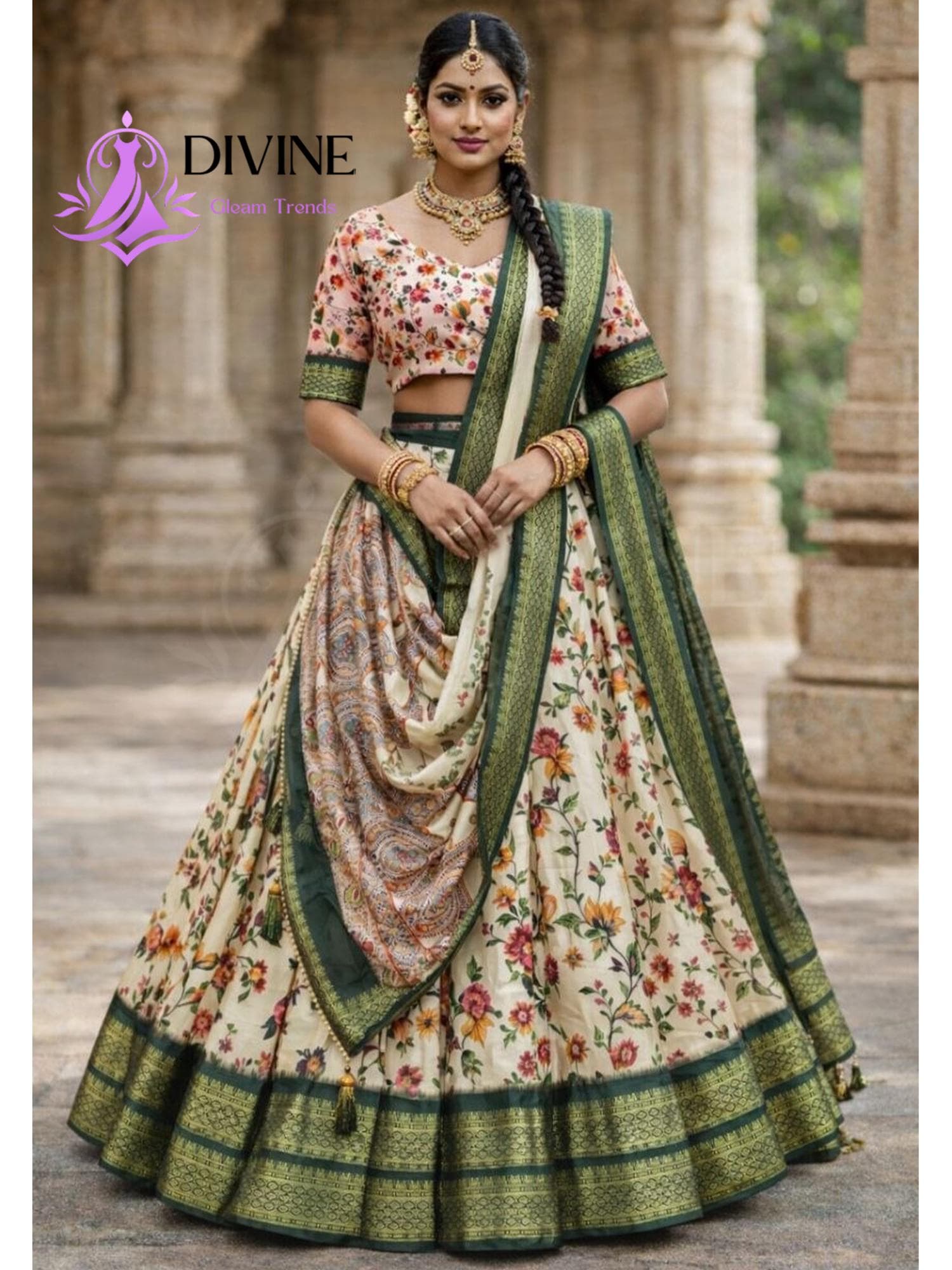 green emerald velvet dress Green Navratri Festival Georgette Bandhani Printed Gown  Ragthm