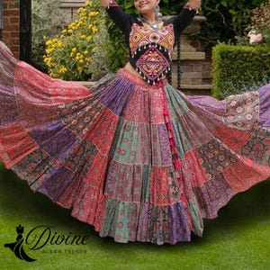 Multi-Color Navratri Chaniya Choli: Indian Garba Dress, Full Flair Lehenga