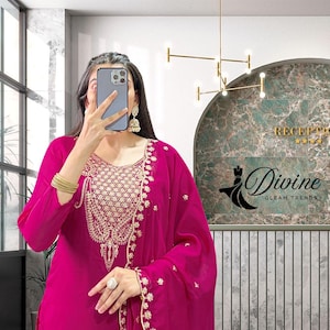Rani Pink salwar kameez sharara suit for women kurtis for women indian wedding wear kurtaset Full Flair palazzo suit indian outfits designer
