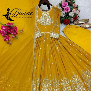 Exclusive New Anarkali Gown Full Flair Indian Long Flared Gown Anarkali Suit Party Wear Gown Readymade Gown Indian Outfits Wedding Dress