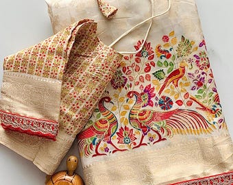 NEW DESIGNER 2026 SAREE Georget Naylon Sari: Print With All Over Weaving  Indian  Sarees