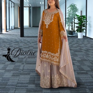 Embroidered Georgette Kurta Pant Set with Dupatta: Indian Salwar Suit