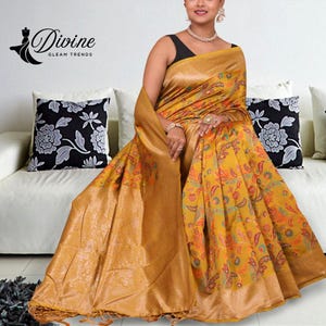 Yellow Banarasi Katan Silk Saree: Handloom Patola Bridal Sari