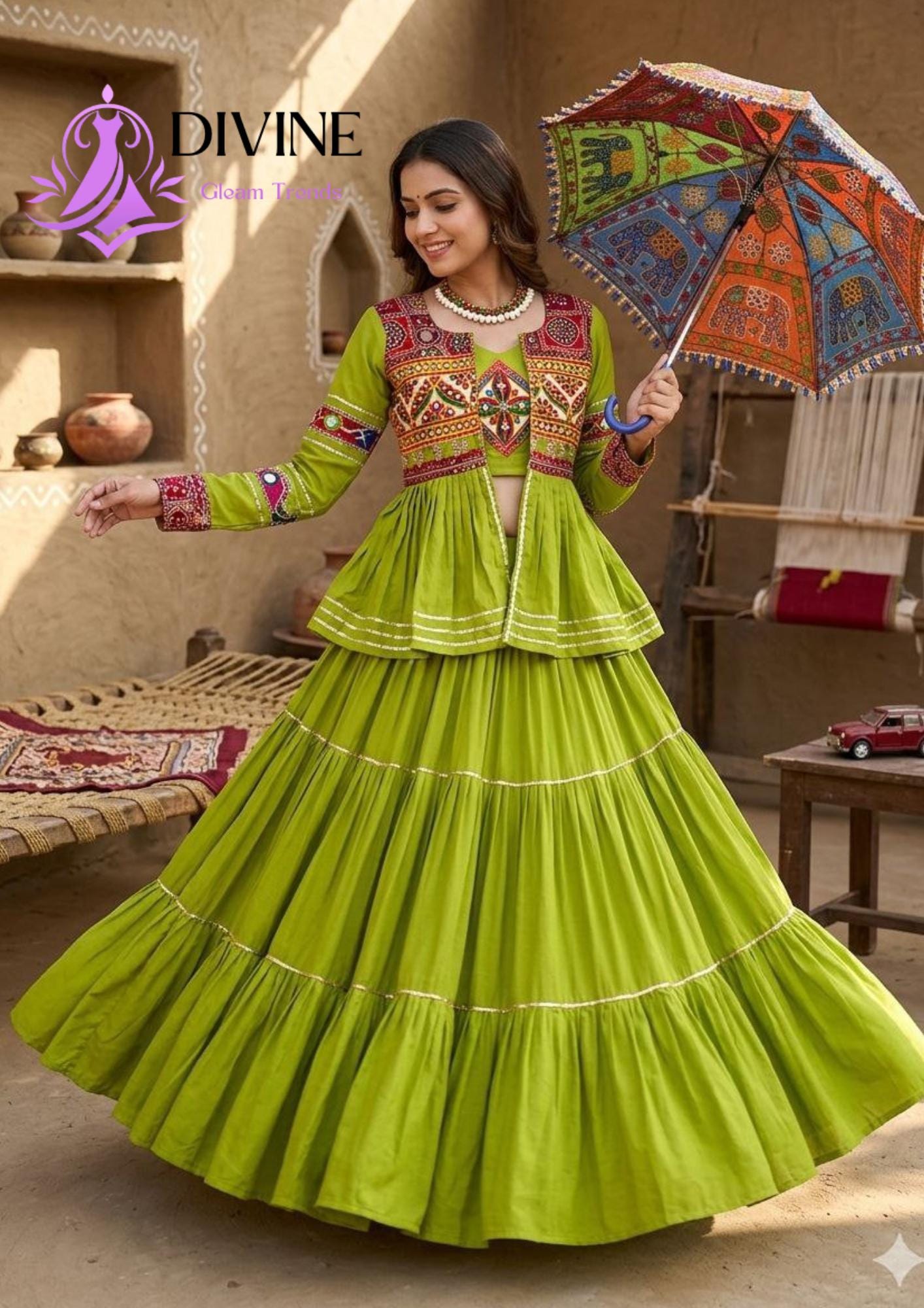 green garba dress Garba Dresses Online in India main image 1