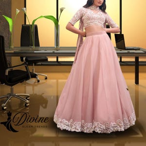 Pastel pink lehenga choli for women ready to wear wedding wear party wear lengha choli reception wear bridesmaid lehenga festival wear choli