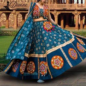 New pure cotton Navratri Chaniya Choli for Women with Real Mirror Work , Full Stitch Lehenga Choli for Navratri, Women Garba Dresses