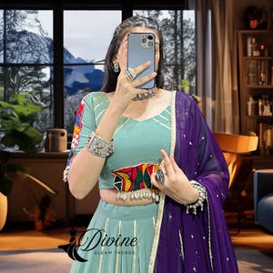 New pure cotton Navratri Chaniya Choli for Women with Real Mirror Work , Full Stitch Lehenga Choli for Navratri, Women Garba Dresses