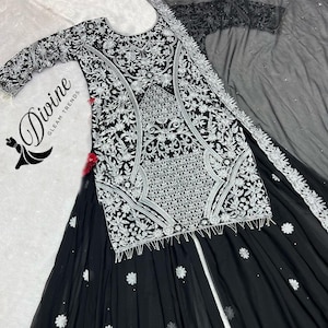 Black Color Gharara Shirt Pakistani Women Wedding Dress Indian Suits Formal Guests Party wear Eid outfit gift for her salwar kameez outfit