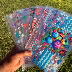 10x zufällige Mischung, UV DTF Cup Aufkleber - wasserdichte 16 Unzen Glasdosen Aufkleber -