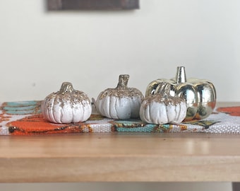Dollhouse Miniature Fall Decor , Glam Pumpkin , Set of 2 , 1:12 Scale