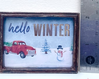 Dollhouse Miniature Christmas  Framed Truck Decoration , Dollhouse Christmas Decorations,  Dollhouse Christmas Signs, Christmas Miniatures