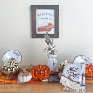 Dollhouse Miniature Thanksgiving Fall Tea Towel , Give Thanks ,  Miniature Fall Decor , 1:12 Scale