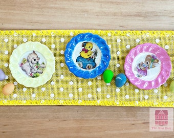 Dollhouse Vintage Easter Plates  , 1:12 Scale Easter, Easter Miniatures , Dollhouse Easter Decorations