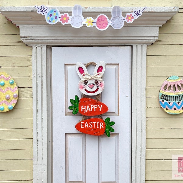 Dollhouse Easter Hanging Door Sign , 1:12 Scale Easter, Easter Miniatures , Dollhouse Easter Decorations