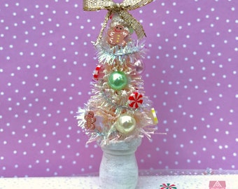 Dollhouse Christmas Mini Candy Tree , Candy Themed Christmas Tree , 1:12 Scale , Miniature Christmas Trees , Dollhouse Christmas Decorations
