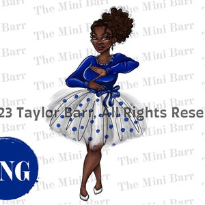 Blue and White Tutu Sorority Girl Png , Zeta inspired PNG , Blue and White Sorority Design , sorority art png , Zeta phi beta Woman Png
