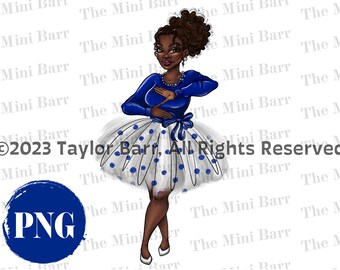 Zeta Phi Beta Sorority Girl PNG, Blue and White Tutu Design (Digital File)