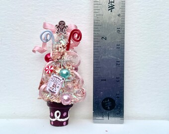 Dollhouse Christmas Mini Gingerbread Bakery  Tree ,  Gingerbread Themed Tree , Miniature Christmas Trees , Dollhouse Christmas Decorations