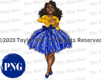 Sigma Gamma Rho Sorority Girl PNG, Blue and Gold Tutu (Digital File)