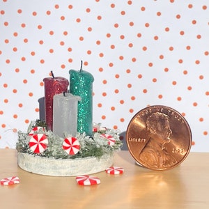 Dollhouse Christmas Candle Centerpiece , Dollhouse Candle , Dollhouse Christmas Decorations