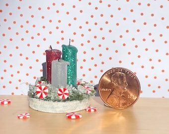 Dollhouse Christmas Candle Centerpiece , Dollhouse Candle , Dollhouse Christmas Decorations