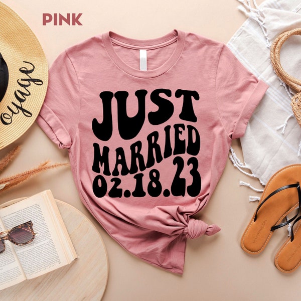 Camisa personalizada con fecha de boda recién casada Camisas personalizadas de Sr. y Sra. Novia y novio Sudadera con capucha Regalos de luna de miel recién casados