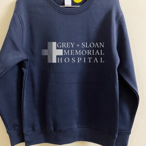 Grey's Anatomy Grey + Sloan Memorial Hospital Fleece Crewneck Sweatshirt - Super Soft, Black, Large (50% Polyester/50% Cotton) - View #3