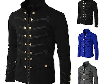 Militärische Napoleon-Hakenjacke, Militär mit schwarzer Stickerei, Steampunk, Halloween