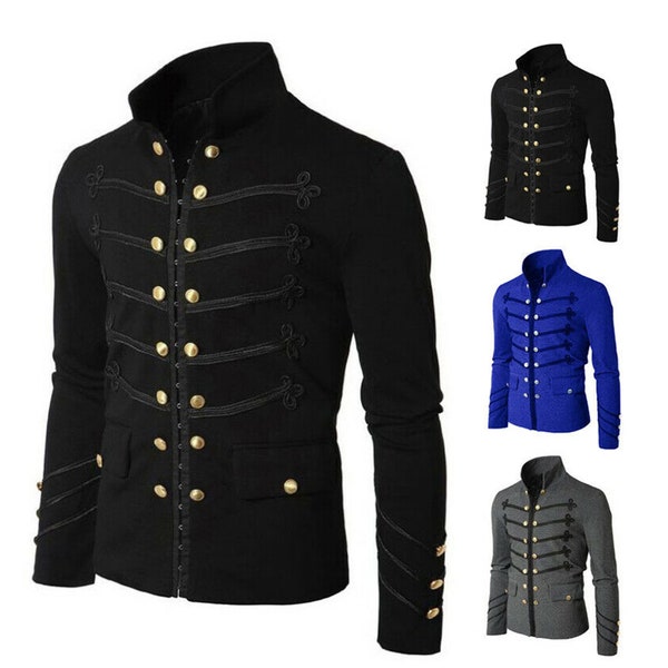 Military Napoleon Hook Jacket Military with Black Embroidery Steampunk, Halloween