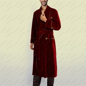 Men long Smoking Robe Jacket Party Wear Long Coat Christmas Presents Birthday Gift