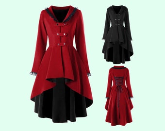 Women Plus Size Winter Coats Retro Vintage Tunic Blazer Jackets Renaissance Medieval Coat Cosplay Costume