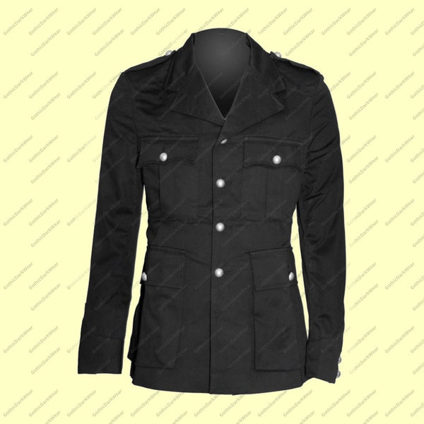Manteau gothique pour hommes, manteau d'officier militaire, manteau gothique avec bande, veste d'halloween, veste armée