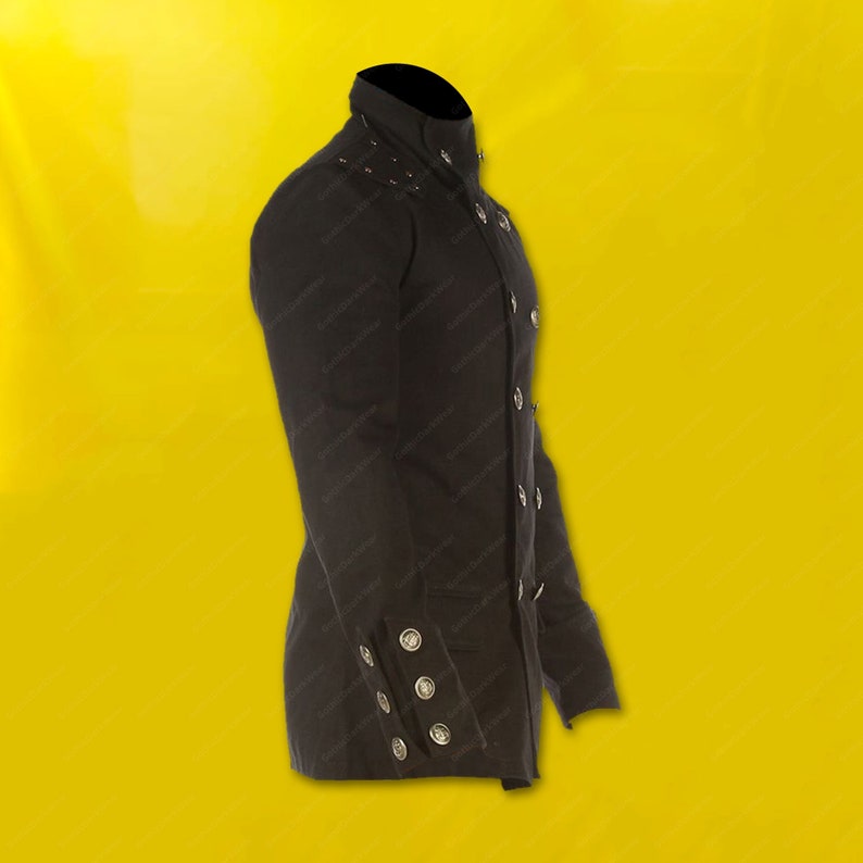 Manteau militaire haut trench élégant manteau gothique homme manteau militaire noir homme manteau en coton noir steampunk, manteau punk image 6