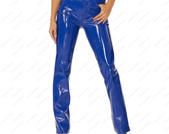 Pantaloni da donna Pantaloni in vinile PVC Heston Pantaloni SKINNY a gamba dritta Pantaloni antipioggia da donna