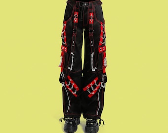 Men Gothic Trouser Gothic Pant ROUGH PANT RED Gothic Pant Gothic Clothing Alternative Clothing Streetwear Men and Women Trouser