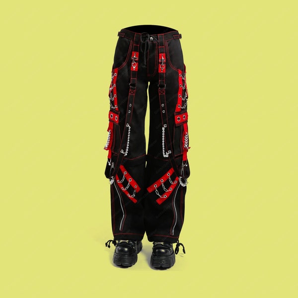 Men Gothic Trouser Gothic Pant ROUGH PANT RED Gothic Pant Gothic Clothing Alternative Clothing Streetwear Men and Women Trouser
