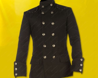 Manteau militaire haut trench élégant manteau gothique homme manteau militaire noir homme manteau en coton noir steampunk, manteau punk