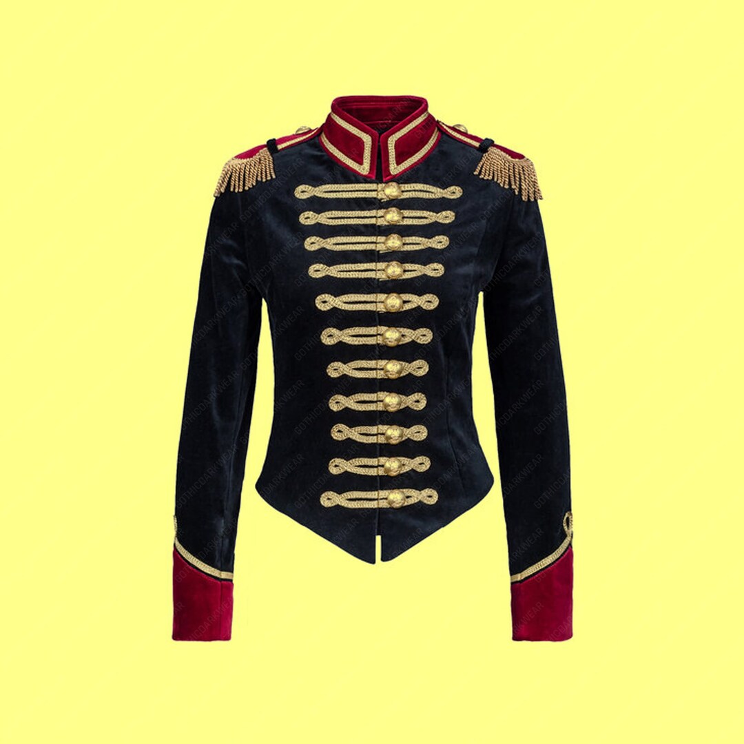 Handmade Military Hussar Jacket Ladies Dark Royal Blue Black Etsy