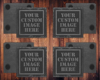 Custom Slate Coasters: Personalized Home Decor, Set of 4