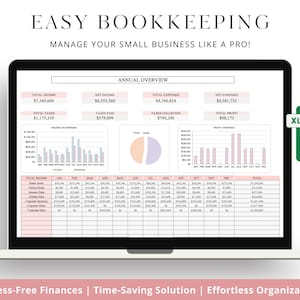 Easy Bookkeeping Excel Sheet for Freelancers and Small Businesses, Income and Expense Tracker, Business Spreadsheet, Excel Bookkeeping