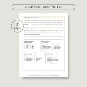 Therapy SOAP Progress Notes Template, Therapist Template, Social Work, Psychology, Mental Health Intake Form Template, Editable, Printable