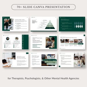 Canva Presentation Template, Slide Deck Business, Mental Health PPT,  Infographic, Modern PowerPoint Deck, Minimal and Clean Design, 70+