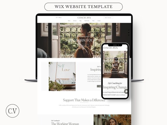Wix Website Template, Wix Template, Wix Boho Template, Website Template, Website Template Coach, Coaching Website, Consulting Website Templa