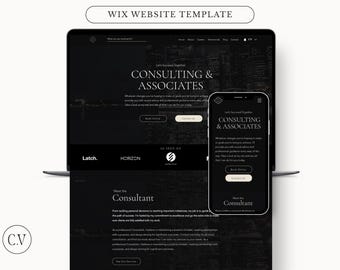 Luksusowy szablon witryny WIX dla konsultantów | Premium WIX Website Design | Nowoczesny motyw witryny | Ciemna witryna | Estetyczny branding | 11+ stron